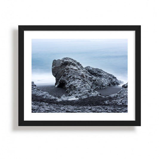 Midnight Sculpture on the Volcanic Shore