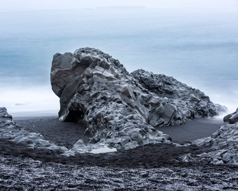 Midnight Sculpture on the Volcanic Shore